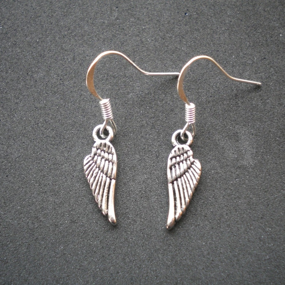 New Wing Earrings Small Angel Wing Earrings Wing Jewelry Wing Charm Earrings